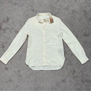 NWT Sessun Women Button Shirt XS Born Again Home Again Fleur De Sel Cream White